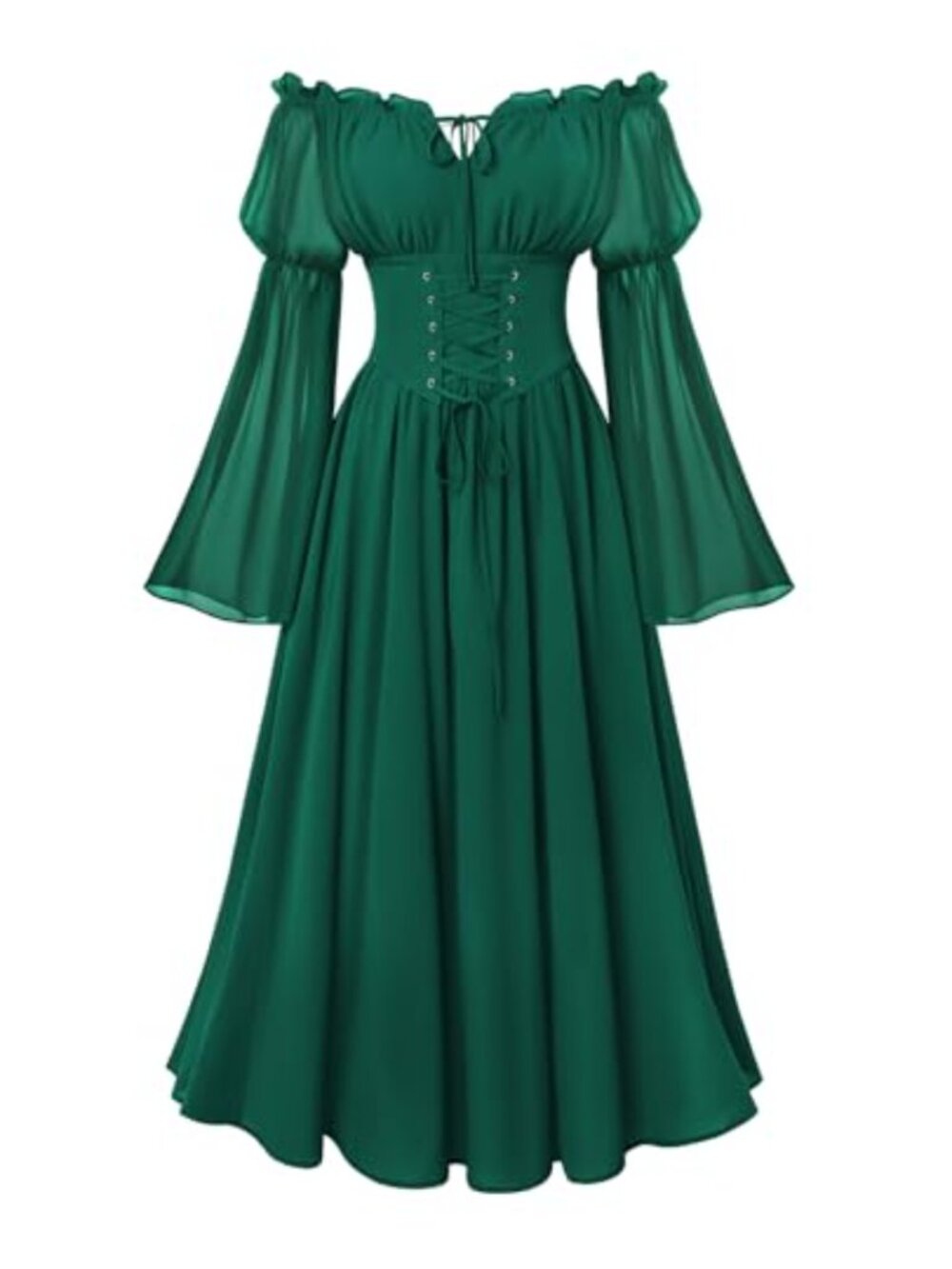 Renaissance Corset Dress Off Shoulder Long Sleeve Chiffon